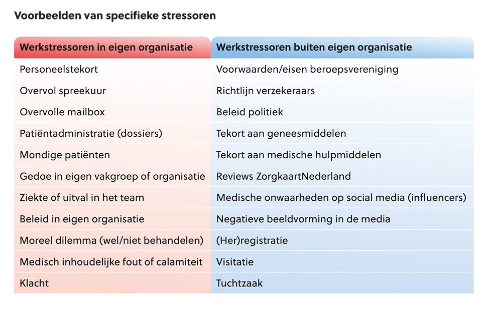 Voorbeelden van specifieke stressoren